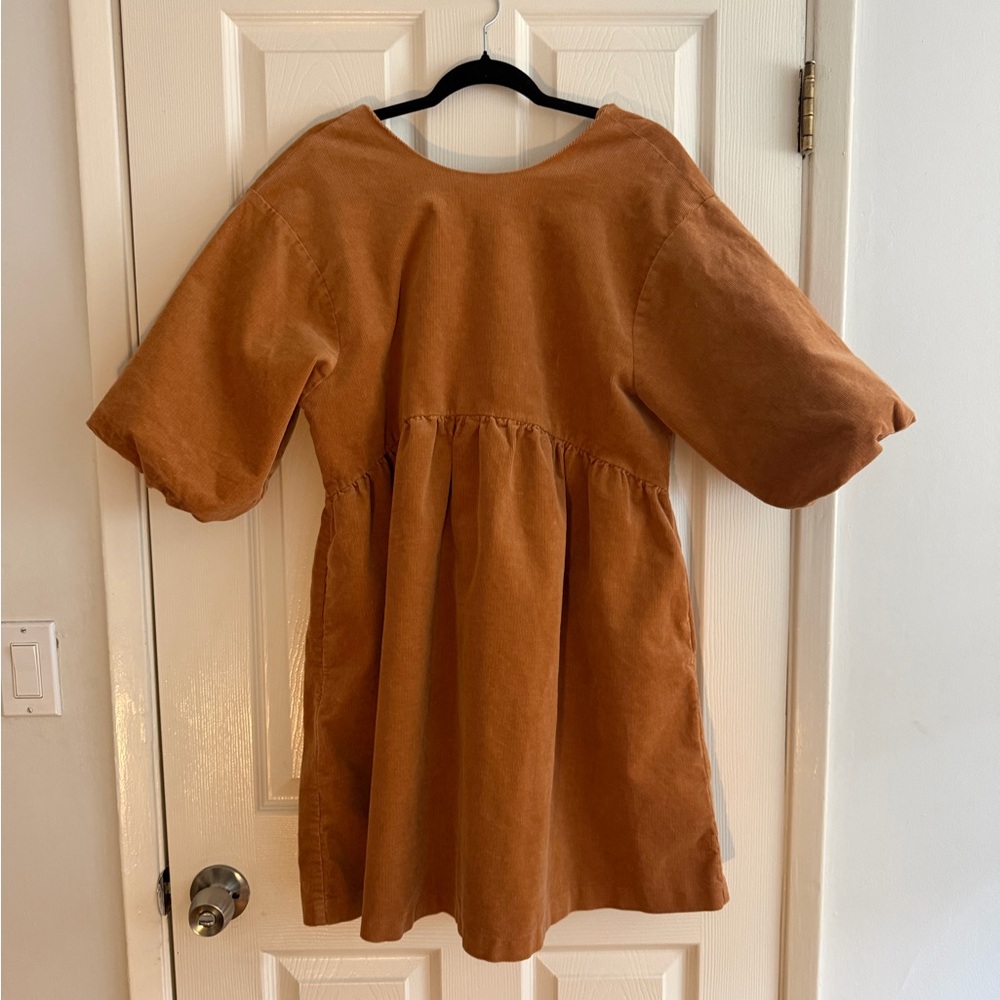 Everlane Corduroy Babydoll Mini Dress Square Neck Size L